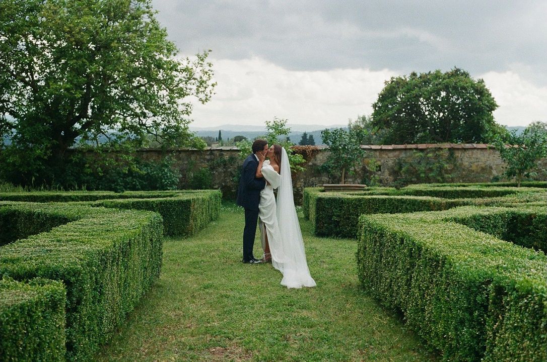 Couple in an Italian garden maze