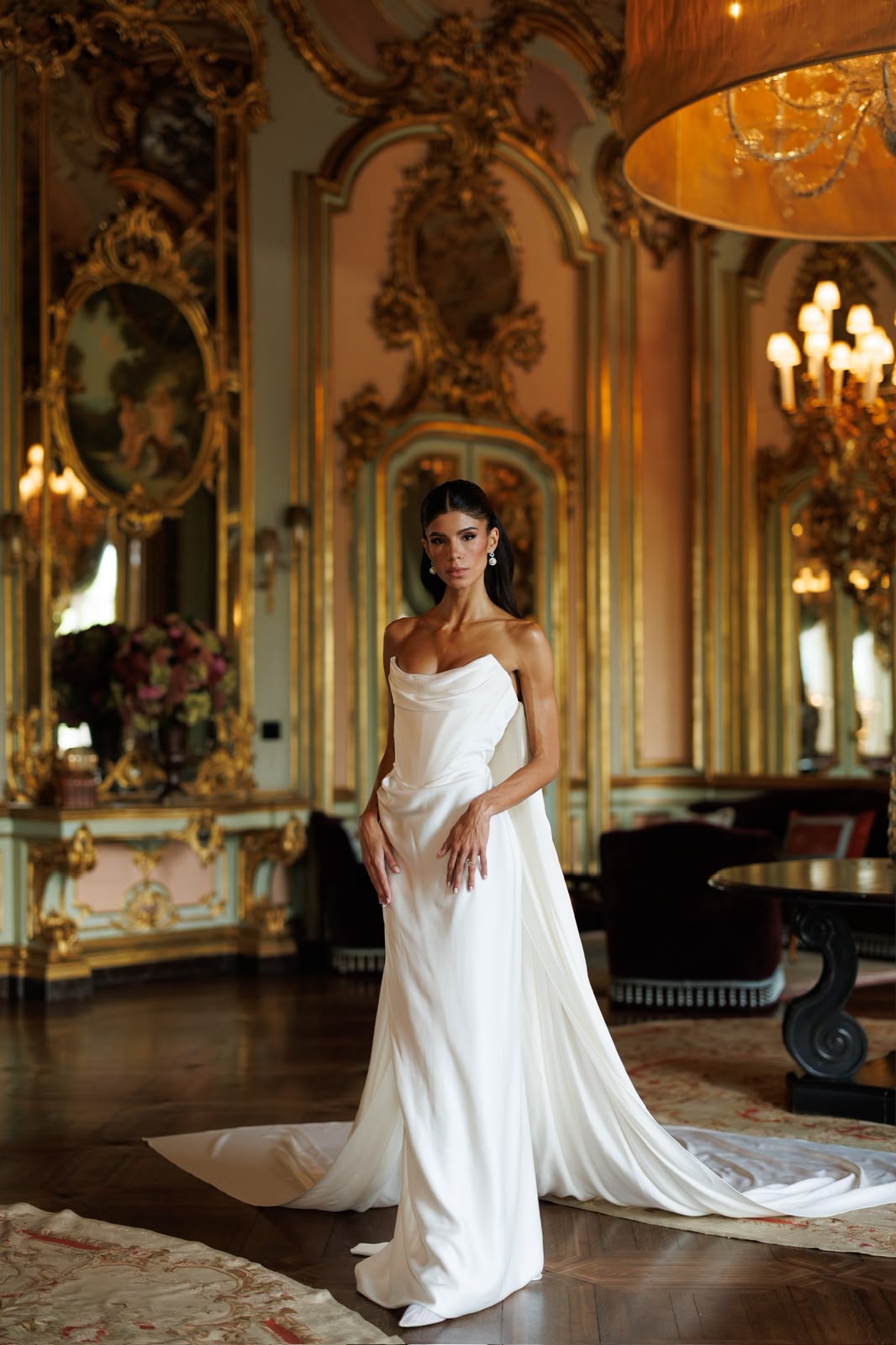 Bride in a gilded palace hall